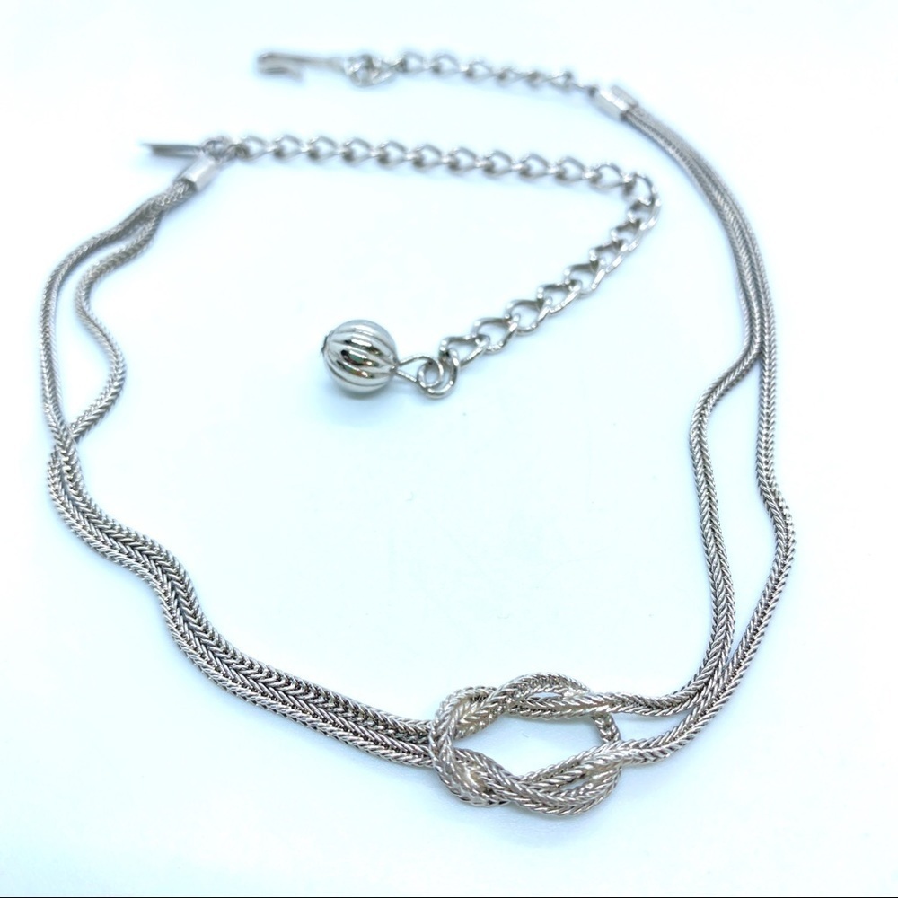 CELEBRITY N.Y. Silvertone Chain Love Knot Choker Necklace